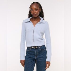 Abercrombie & Fitch Double Zipper Cardigan Size S Blue Smoke Sweater Spring